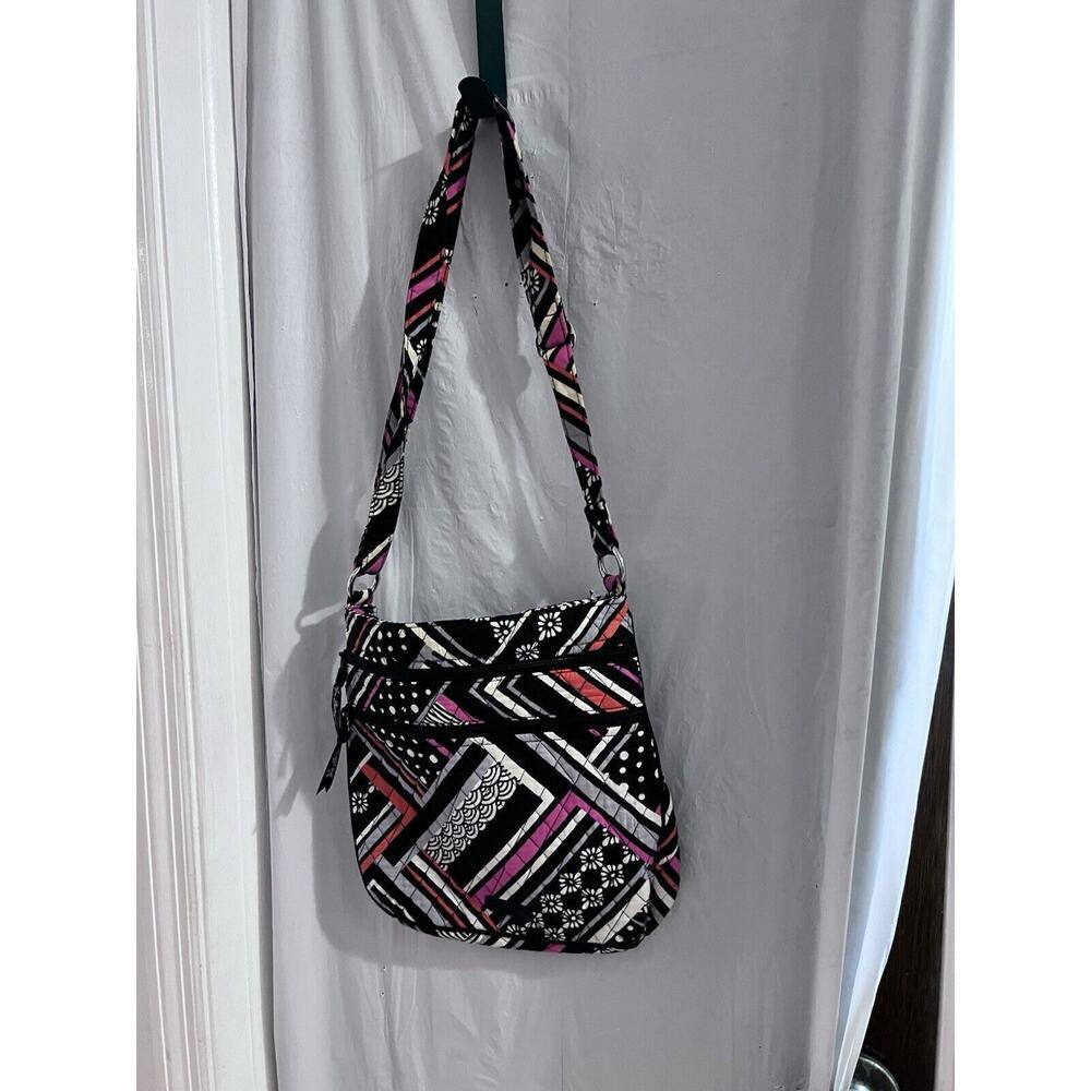 Vera Bradley Black Pink Geometric Pattern Crossbody Bag